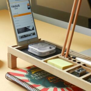 Fagus Wood - Mini Sharpy Bureau Organizer - Natuurlijk Hout Organizer - Kantoor Bureau Organizer - Natural Kleur - Afbeelding 22