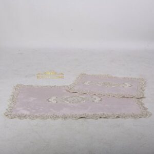 Bonny Home Lisa Rechthoek Badmat - Antislip Badmat - Kanten Badmat - 2 stuks - Klein en Groot - Poeder - Afbeelding 3