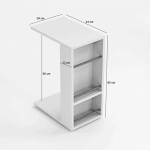 CT3-AG - Bijzettafel op Wielen - Plank Salontafel - Opgerolde Handdoek Bevestigbaar - Bankstandaard - C-tafel - Nesttafel - Middentafel met Plank - 29 x 44 x 65 cm - Afbeelding 6