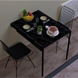 SNS Home - Karanfil Tafel - Slimme Klaptafel - Keukentafel - Inklapbare Tafel - Vouwtafel - Inklapbaar - 100x70 cm - Saffier/Eik - Afbeelding 9