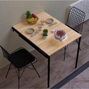 SNS Home - Karanfil Tafel - Slimme Klaptafel - Keukentafel - Inklapbare Tafel - Vouwtafel - Inklapbaar - 100x70 cm - Saffier/Eik - Afbeelding 5