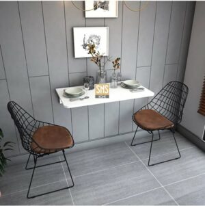 Ovaal Geslepen - Ovale Hoektafel - Klaptafel - Wandtafel - Keukentafel - Balkontafel - Bureau - 72 x 45 Cm - MDF Wit - Afbeelding 9