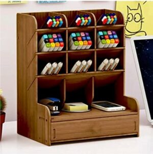 Houten Kompas - 9 Secties - Desktop Pennenhouder - Organisator - Walnoot Kleur - Afbeelding 9