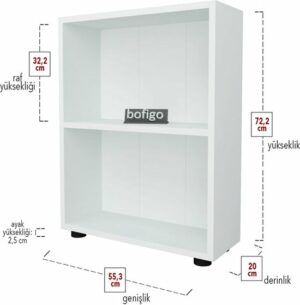 SNS Home - 13-05 - Decoratieve Boekenkast - Boekenkast met 2 Planken - Moderne Spaanplaat Boekenkast - Houten Boekenkast - Wit - Afbeelding 13