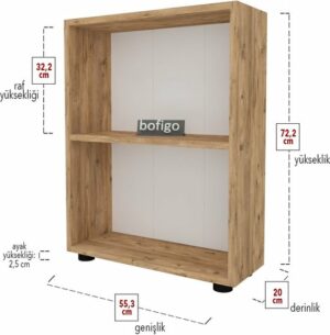 SNS Home - 13-05 - Decoratieve Boekenkast - Boekenkast met 2 Planken - Moderne Spaanplaat Boekenkast - Houten Boekenkast - Pijnboom - Afbeelding 13