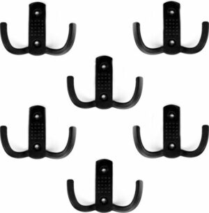 SNS Home Ophanghaken Industrieel-Dubbele Wand/Kapstok/Deur/Badkamer Haak-Handdoekhouder-Incl. Schroeven- 6 Stuks- Zwart - Afbeelding 7