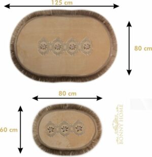 Bonny Home Shems Ovaal Badmat - Antislip Badmat - Kanten Badmat - 2 stuks - Klein en Groot - Nertskleur - Afbeelding 15