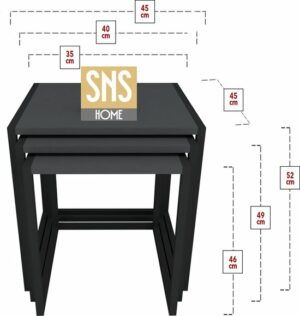 SNS Home - Set van 3 Coffee Tables Metal - Salontafel - Bijzettafel - Set van 3 Coffee Metalen Nesttafel - Antraciet - Afbeelding 3