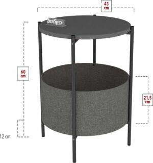 SNS Home - Salontafel - Salontafel met Grote Tas - Krantenhouder - Boekenplank - Bloempot - Bijzettafel met Opbergruimte - Antraciet - Rond - 60x43x43 - Afbeelding 9