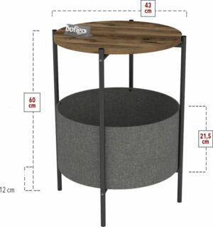 Salontafel - Salontafel met Grote Tas - Krantenhouder - Boekenplank - Bloempot - Bijzettafel met Opbergruimte - Antraciet - Rond - 60x43x43 - Afbeelding 10