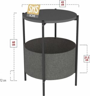 SNS Home - Salontafel - Salontafel met Grote Tas - Krantenhouder - Boekenplank - Bloempot - Bijzettafel met Opbergruimte - Antraciet - Rond - 60x43x43 - Afbeelding 22