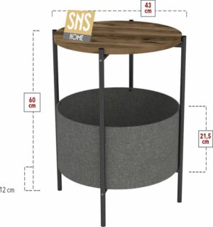 Salontafel - Salontafel met Grote Tas - Krantenhouder - Boekenplank - Bloempot - Bijzettafel met Opbergruimte - Antraciet - Rond - 60x43x43 - Afbeelding 23