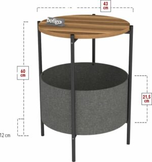 SNS Home - Salontafel - Salontafel met Grote Tas - Krantenhouder - Boekenplank - Bloempot - Bijzettafel met Opbergruimte - Okkernoot - Rond - 60x43x43 - Afbeelding 13