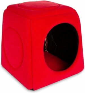 Beyzatex, 3 functies wasbaar kattenhuis, kattenbed, kattennest, fleece, Rood, 45 x 50 cm - Afbeelding 9