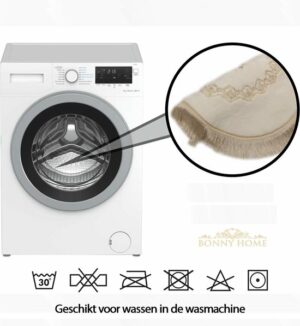 Bonny Home Shems Ovaal Badmat - Antislip Badmat - Kanten Badmat - 2 stuks - Klein en Groot - Creme - Afbeelding 14