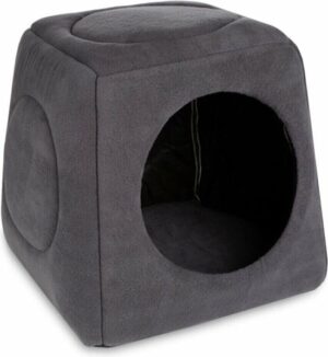 Beyzatex, 3 functies wasbaar kattenhuis, kattenbed, kattennest, fleece, Grijs, 45 x 50 cm - Afbeelding 11