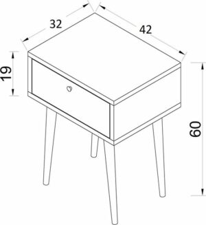 FLORADESIGN - Flora nachtkastje met lade - eik - natuurlijk hout - slaapkamer bijzettafel - nachtkastje - dressoir met lade - 60x45x35 cm - Afbeelding 9