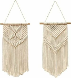 Bela Arte, muurdecoratie, Ecru, macramé wanddecoratie, 2 stuks, 40 x 20 cm - Afbeelding 3