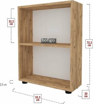 SNS Home - 13-05 - Decoratieve Boekenkast - Boekenkast met 2 Planken - Moderne Spaanplaat Boekenkast - Houten Boekenkast - Pijnboom - Afbeelding 19