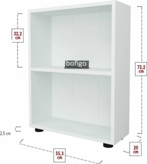 SNS Home - 13-05 - Decoratieve Boekenkast - Boekenkast met 2 Planken - Moderne Spaanplaat Boekenkast - Houten Boekenkast - Wit - Afbeelding 19