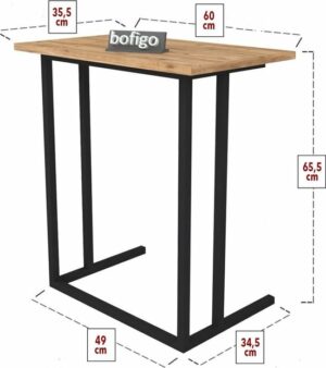 SNS Home - Metalen Poot - Laptopstandaard - Ontbijttafel - Bureau - Computerbureau - 60 cm Breed - Pijnboom - Afbeelding 16
