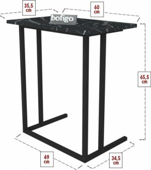 SNS Home - Metalen Poot - Laptopstandaard - Ontbijttafel - Bureau - Computerbureau - 60 cm Breed - Bendir/Zwart - Afbeelding 15