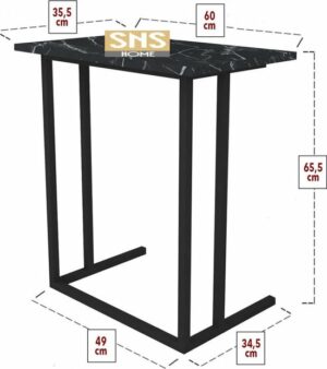 SNS Home - Metalen Poot - Laptopstandaard - Ontbijttafel - Bureau - Computerbureau - 60 cm Breed - Bendir/Zwart - Afbeelding 3