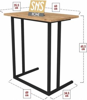 SNS Home - Metalen Poot - Laptopstandaard - Ontbijttafel - Bureau - Computerbureau - 60 cm Breed - Pijnboom - Afbeelding 25