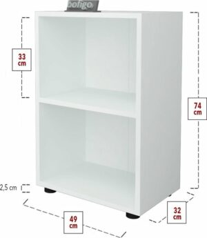 SNS Home, 15-01, Prismakast met 2 Planken, Boekenkast met 2 Planken, Kantoorkast, Map, Multifunctionele Kast, Keukenkast, Wit, 74 x 49 x 32 cm - Afbeelding 14