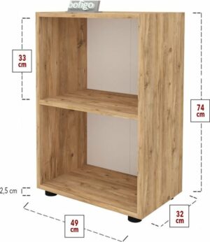 SNS Home, 15-01, Prismakast met 2 Planken, Boekenkast met 2 Planken, Kantoorkast, Map, Multifunctionele Kast, Keukenkast, 15-01 Pijnboom, 74 x 49 x 32 cm - Afbeelding 13