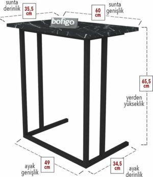 SNS Home - Metalen Poot - Laptopstandaard - Ontbijttafel - Bureau - Computerbureau - 60 cm Breed - Bendir/Zwart - Afbeelding 10