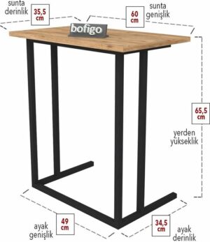 SNS Home - Metalen Poot - Laptopstandaard - Ontbijttafel - Bureau - Computerbureau - 60 cm Breed - Pijnboom - Afbeelding 7