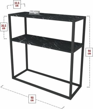 SNS Home - Metaal Leg Dressoir - Decoratieve Plank Dressoir - Console Metaal - Dressoir - Marmer en Zwart - 2 Vakken - Industrieel - 90x90x33,5 cm - Afbeelding 6