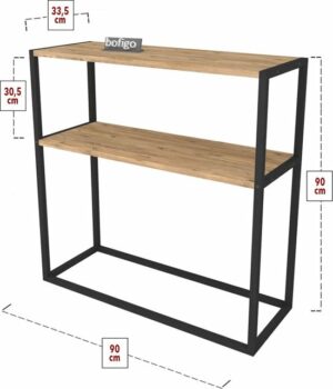 SNS Home - Metaal Leg Dressoir - Decoratieve Plank Dresuar - Console Metaal - Dressoir - Pijnboom - 2 Vakken - Industrieel - 90x90x33,5 cm - Afbeelding 13