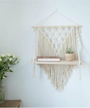 Bela Arte, Muur decoratie, B006, crème, macramé wanddecoratie, macramé wandplank, macramé bloempot, 70 x 50 cm - Afbeelding 4