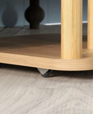 C-salontafel op Wielen, Salontafel, Banktafel, Bijzettafel, Serveertafel, Nesttafel, 35x40x56 cm, Pijnboom - Afbeelding 4