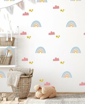 Cute Babies - Muursticker Kinderkamer - Muursticker Regenboog Patroon - Muursticker Wolken Patroon - Muursticker Ster Patroon - Cadeau Pasgeboren Baby - Welkomstgeschenk - 120 stuks - 100 x 200 cm - Afbeelding 6