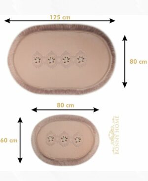 Bonny Home Shems Ovaal Badmat - Antislip Badmat - Kanten Badmat - 2 stuks - Klein en Groot - Poeder - Afbeelding 16