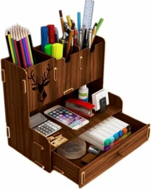 Notpa - Lotus - Houten Lade Organisator - Hert Desktop Pennenhouder - Organisator - Walnoot - Geassembleerd Product - Afbeelding 10