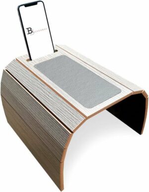 Flexibel dienblad | Armleuning dienblad | Banktafel | Armleuning organizer | Telefoonhouder en Anti slip| Bank | Donkergrijs | - Afbeelding 11