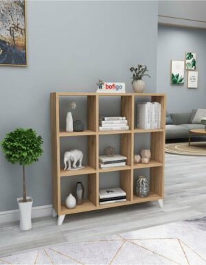 SNS Home - Kubus Boekenkast - 9 Vakken - Boekenkast met Planken - Vierkante Boekenkast - Bibliotheek - Pijnboom - Afbeelding 7