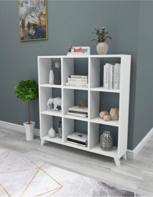 SNS Home - Kubus Boekenkast - 9 Vakken - Boekenkast met Planken - Vierkante Boekenkast - Bibliotheek - Wit - Afbeelding 11