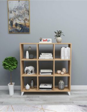 SNS Home - Kubus Boekenkast - 9 Vakken - Boekenkast met Planken - Vierkante Boekenkast - Bibliotheek - Pijnboom - Afbeelding 5