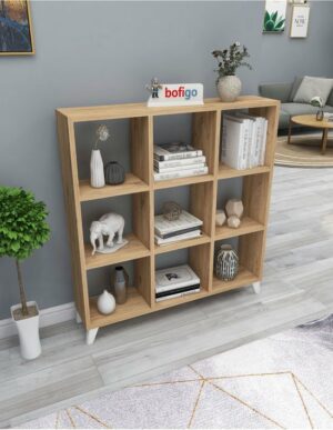 SNS Home - Kubus Boekenkast - 9 Vakken - Boekenkast met Planken - Vierkante Boekenkast - Bibliotheek - Pijnboom - Afbeelding 11