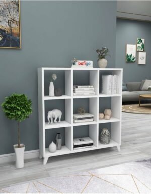 SNS Home - Kubus Boekenkast - 9 Vakken - Boekenkast met Planken - Vierkante Boekenkast - Bibliotheek - Wit - Afbeelding 6