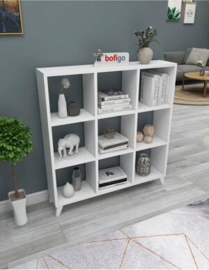 SNS Home - Kubus Boekenkast - 9 Vakken - Boekenkast met Planken - Vierkante Boekenkast - Bibliotheek - Wit - Afbeelding 7