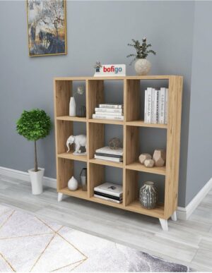 SNS Home - Kubus Boekenkast - 9 Vakken - Boekenkast met Planken - Vierkante Boekenkast - Bibliotheek - Pijnboom - Afbeelding 9