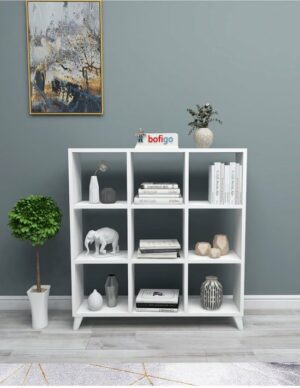 SNS Home - Kubus Boekenkast - 9 Vakken - Boekenkast met Planken - Vierkante Boekenkast - Bibliotheek - Wit - Afbeelding 9