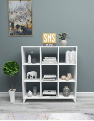SNS Home - Kubus Boekenkast - 9 Vakken - Boekenkast met Planken - Vierkante Boekenkast - Bibliotheek - Wit - Afbeelding 21
