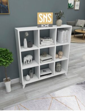 SNS Home - Kubus Boekenkast - 9 Vakken - Boekenkast met Planken - Vierkante Boekenkast - Bibliotheek - Wit - Afbeelding 4